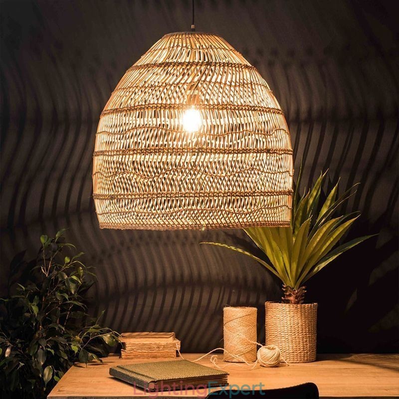 Hand Woven Pendant Light Rattan Hanging Light Farmhouse