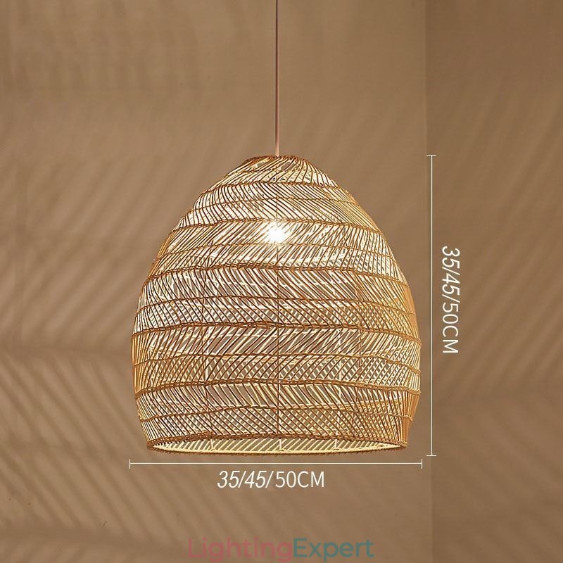 Hand Woven Pendant Light Rattan Hanging Light Farmhouse