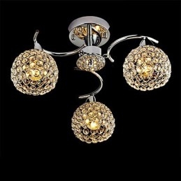 Modern Contemporary Crystal Electroplated Metal Pendant Light Flush Mount