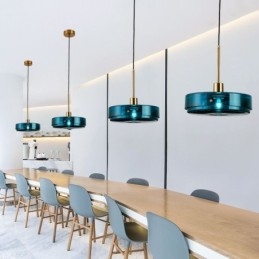 Round Cake Glass Pendant Light Modern Minimalist Wrought Iron Ceiling Light