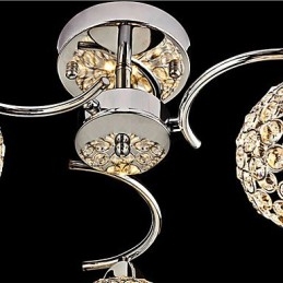 Modern Contemporary Crystal Electroplated Metal Pendant Light Flush Mount