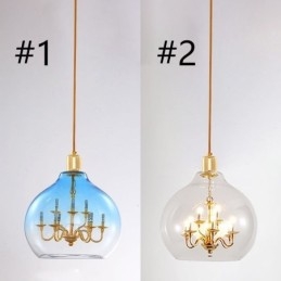 Glass Pendant Light Modern Minimalist Wrought Iron Ceiling Light 9 Lights