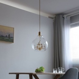Glass Pendant Light Modern Minimalist Wrought Iron Ceiling Light 9 Lights