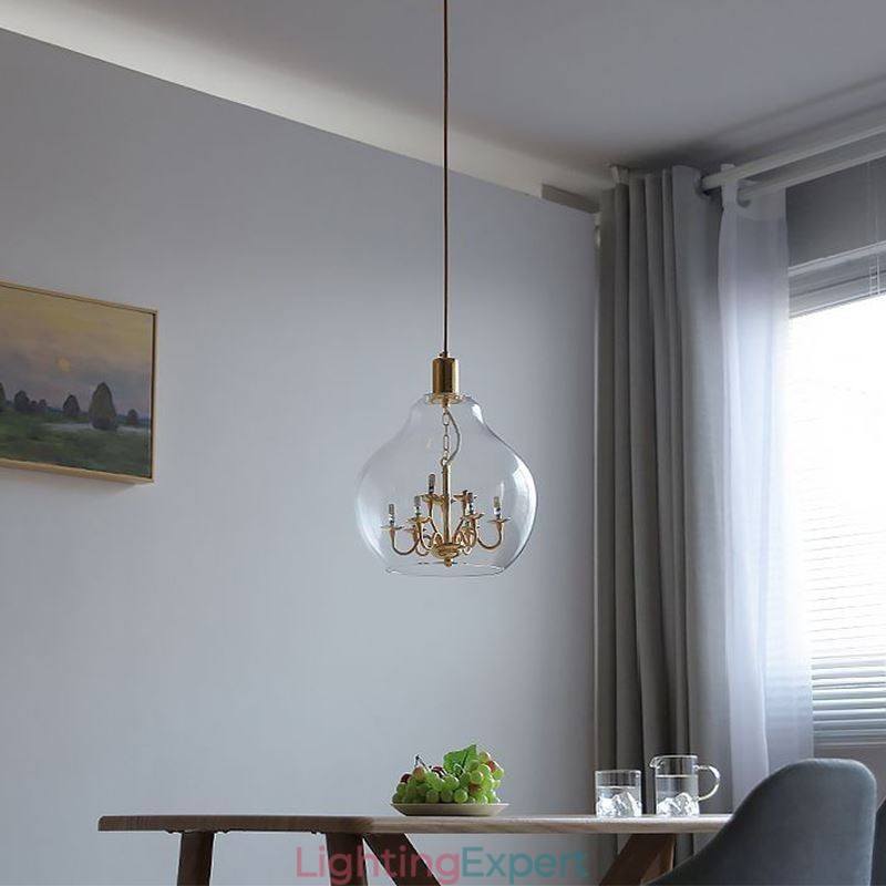 Glass Pendant Light Modern Minimalist Wrought Iron Ceiling Light 9 Lights