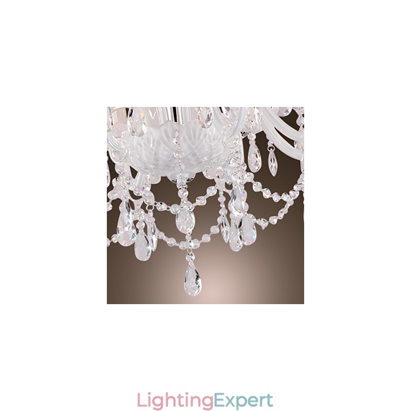 Chandelier White Crystal Modern Living 8 Lights