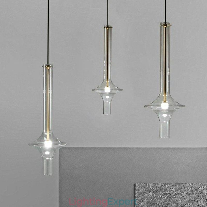 Glass Tube Pendant Light Modern Minimalist Wrought Iron Ceiling Light