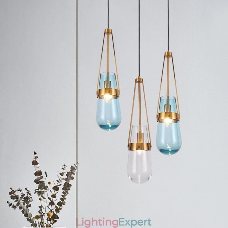 Water Drop Glass Pendant Light Modern Minimalist Wrought Iron Small Ceiling Light