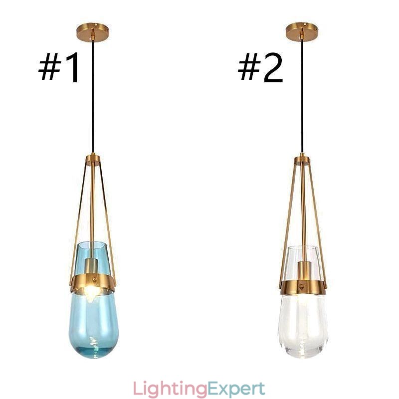Water Drop Glass Pendant Light Modern Minimalist Wrought Iron Small Ceiling Light