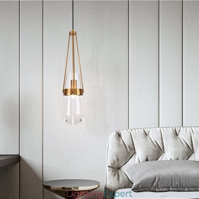 Water Drop Glass Pendant Light Modern Minimalist Wrought Iron Small Ceiling Light
