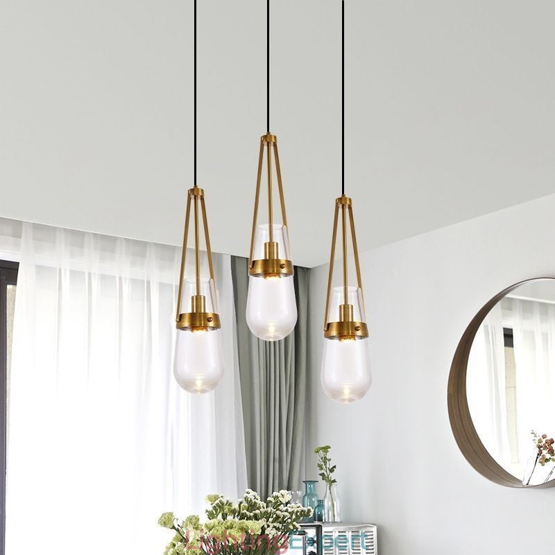 Water Drop Glass Pendant Light Modern Minimalist Wrought Iron Small Ceiling Light
