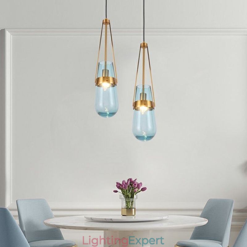 Water Drop Glass Pendant Light Modern Minimalist Wrought Iron Small Ceiling Light