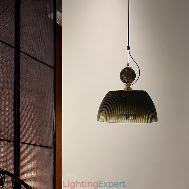 Pleated Skirt Glass Pendant Light Modern Minimalist Wrought Iron Small Ceiling Light
