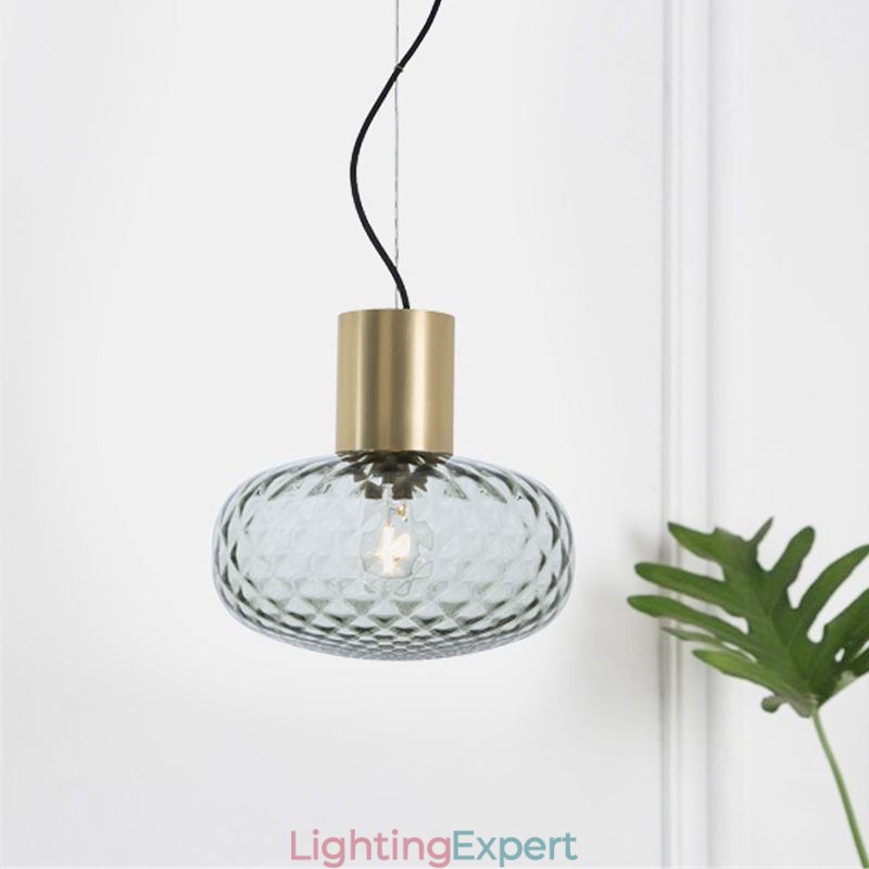 Grid Glass Pendant Light Modern Iron Simple Ceiling Light