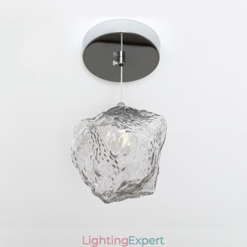 Glass Pendant Light Retro Decorative Lamp Ice Cube Shaped Lampshade