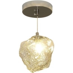 Glass Pendant Light Retro Decorative Lamp Ice Cube Shaped Lampshade
