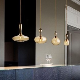 Nordic Glass Pendant Light Amber Shade Ceiling Light