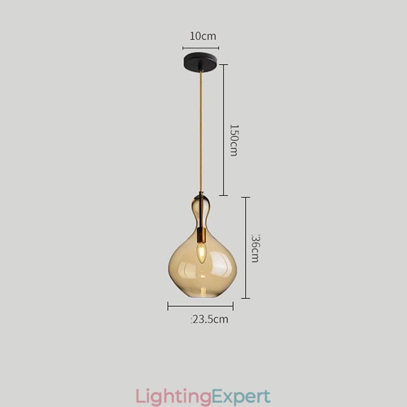 Nordic Glass Pendant Light Amber Shade Ceiling Light
