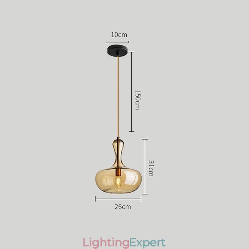 Nordic Glass Pendant Light Amber Shade Ceiling Light