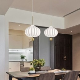 Modern White Glass Pendant Light Ball Shape Minimalist Ceiling Light