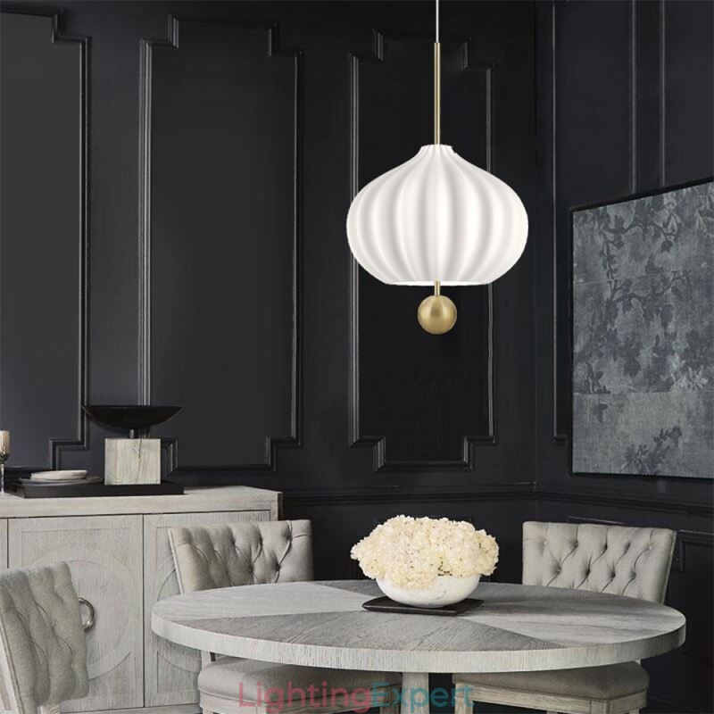 Modern White Glass Pendant Light Ball Shape Minimalist Ceiling Light