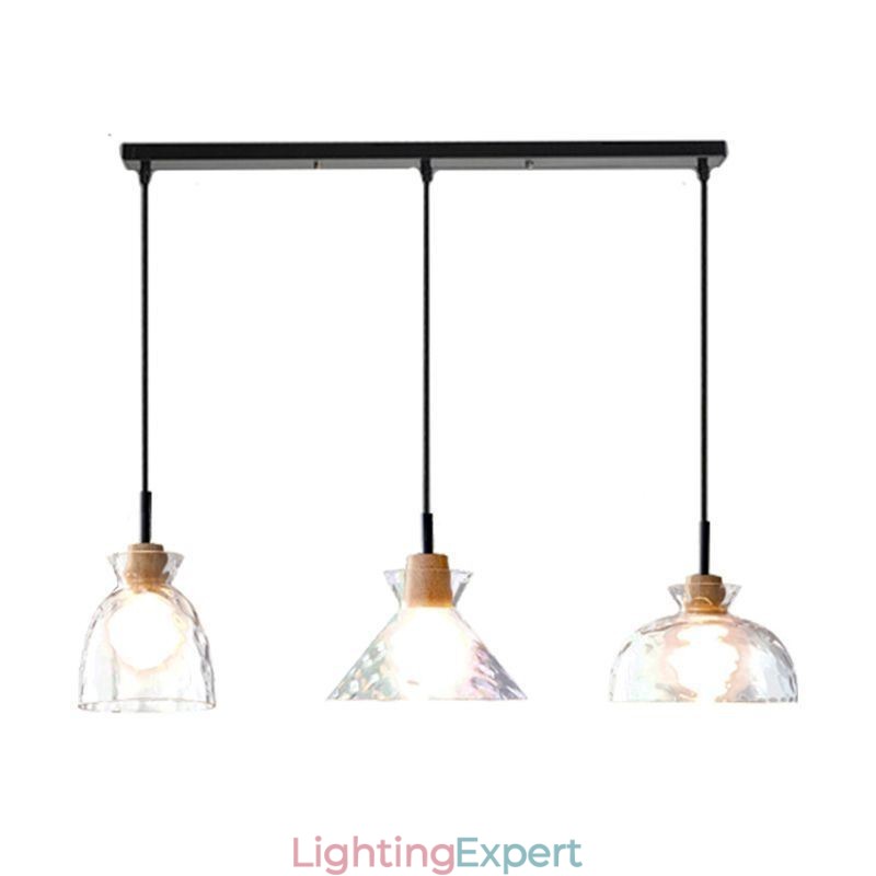 Modern Simple Pendant Light Water Permeable Glass 3 Ceiling Light Bedside Lamp