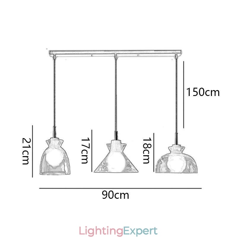 Modern Simple Pendant Light Water Permeable Glass 3 Ceiling Light Bedside Lamp