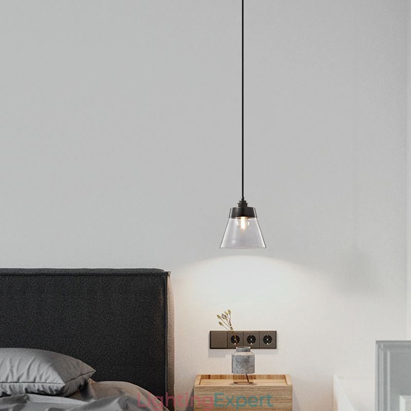 Modern Glass Pendant Light Single Hanging Pendant Lighting With Clear Glass Shade