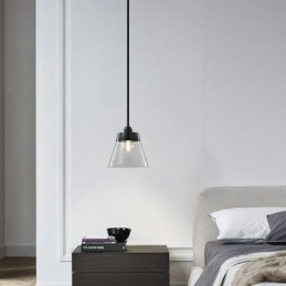 Modern Glass Pendant Light Single Hanging Pendant Lighting With Clear Glass Shade