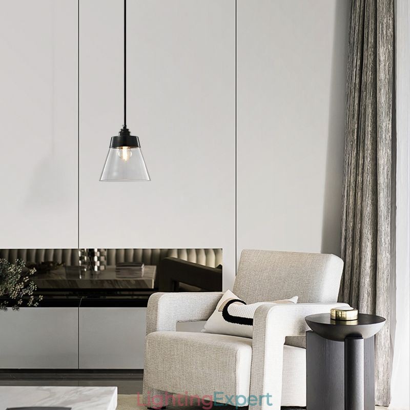 Modern Glass Pendant Light Single Hanging Pendant Lighting With Clear Glass Shade