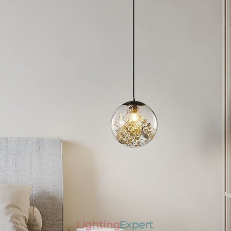 Glass Ball Pendant Light Leaves Christmas Hanging Lighting
