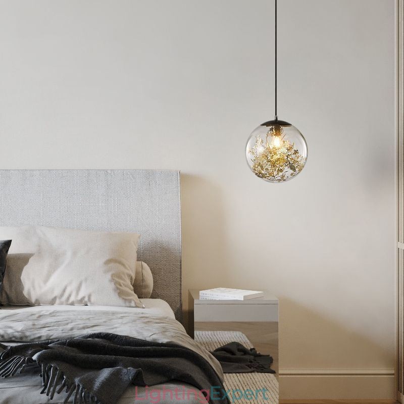 Glass Ball Pendant Light Leaves Christmas Hanging Lighting