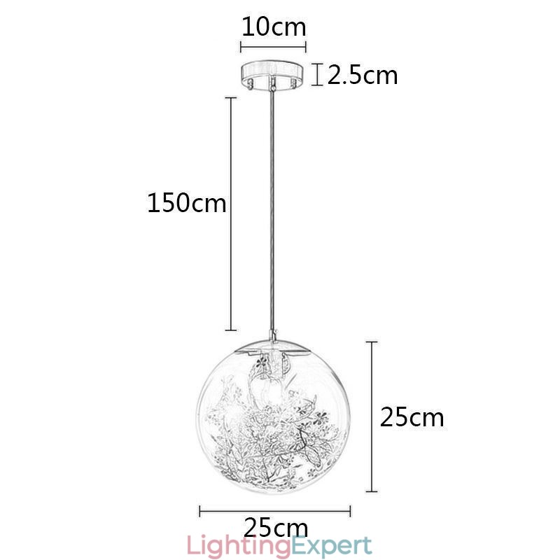 Glass Ball Pendant Light Leaves Christmas Hanging Lighting