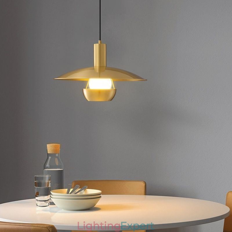 Brushed Gold Pendant Light Single Head Hanging Lamp