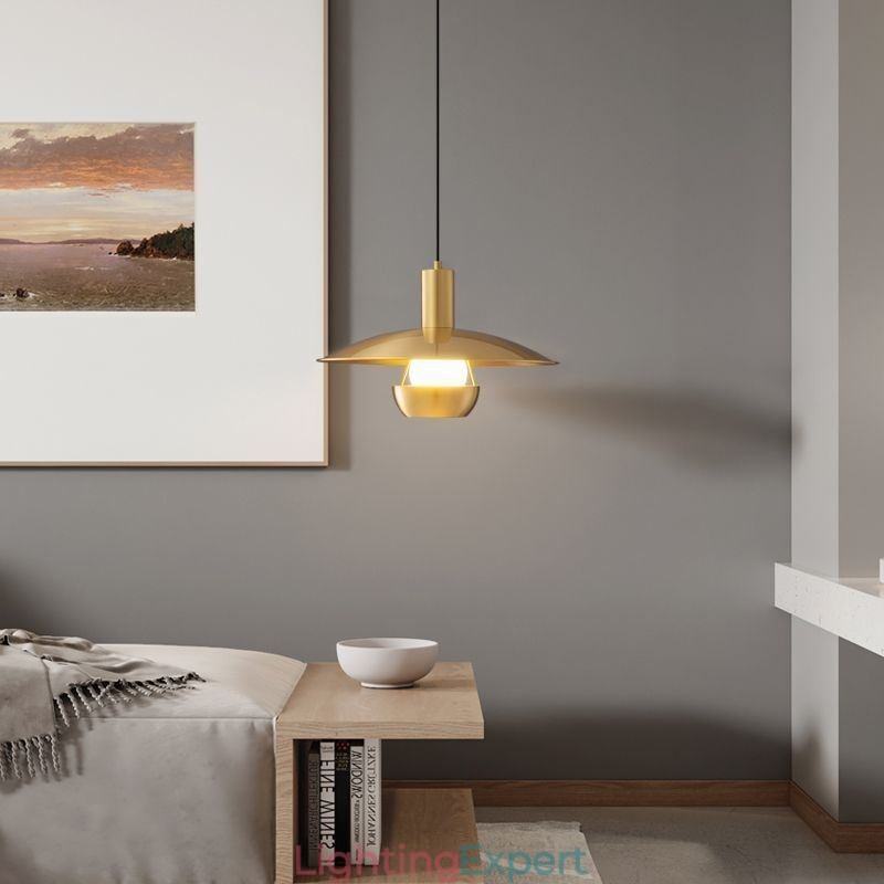 Brushed Gold Pendant Light Single Head Hanging Lamp