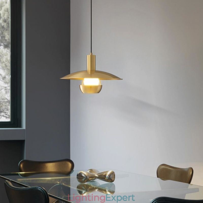 Brushed Gold Pendant Light Single Head Hanging Lamp