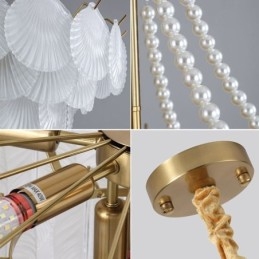 European Glass Pendant Light Post Modern Scallop Hanging Light