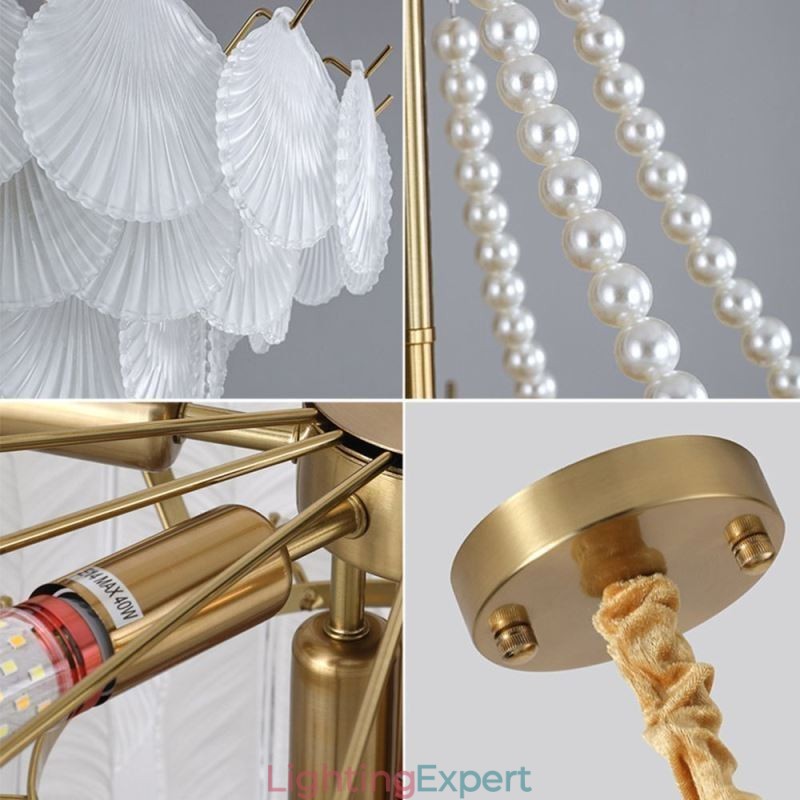 European Glass Pendant Light Post Modern Scallop Hanging Light
