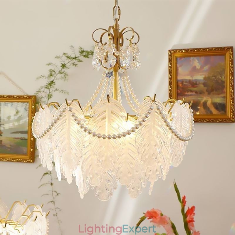 European Glass Pendant Light Post Modern Leaf Hanging Light