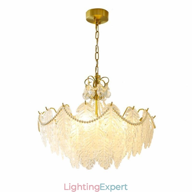 European Glass Pendant Light Post Modern Leaf Hanging Light