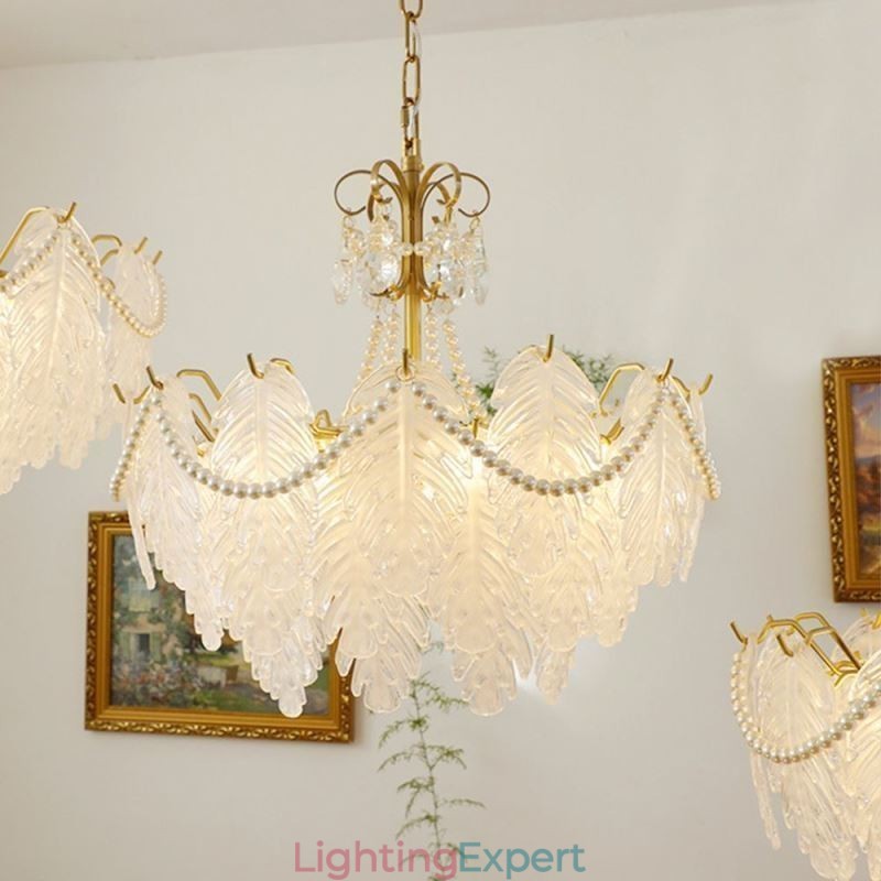European Glass Pendant Light Post Modern Leaf Hanging Light