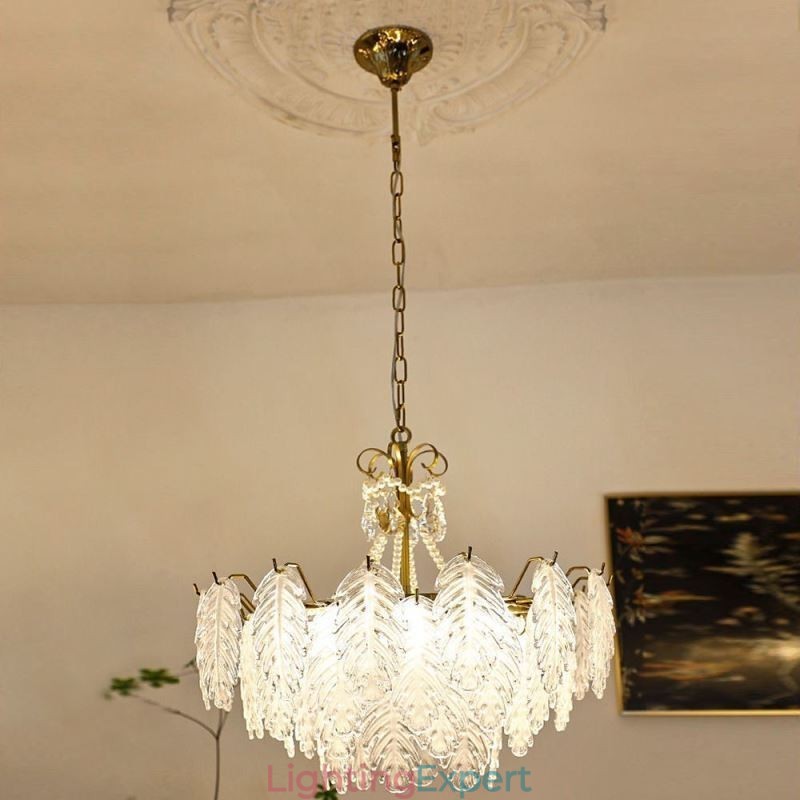 Elegant Glass Pendant Light Leaf Hanging Light
