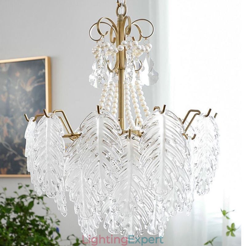 Elegant Glass Pendant Light Leaf Hanging Light