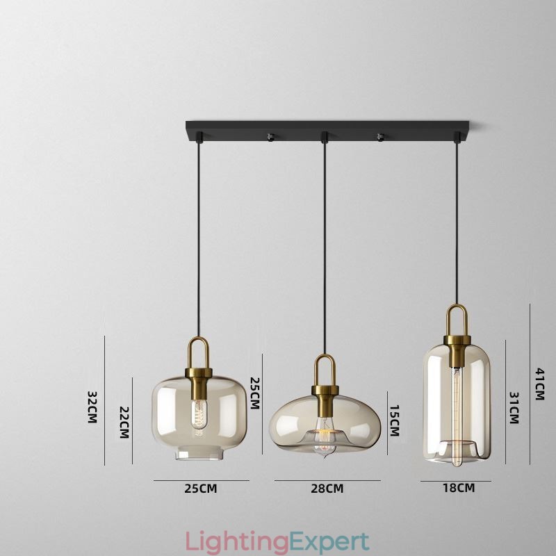 3 Light Pendant Light With Glass Shade Island