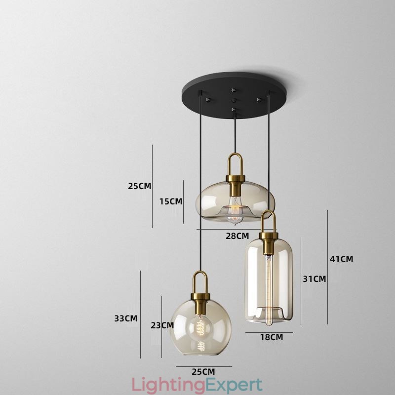 3 Light Pendant Light With Glass Shade Island