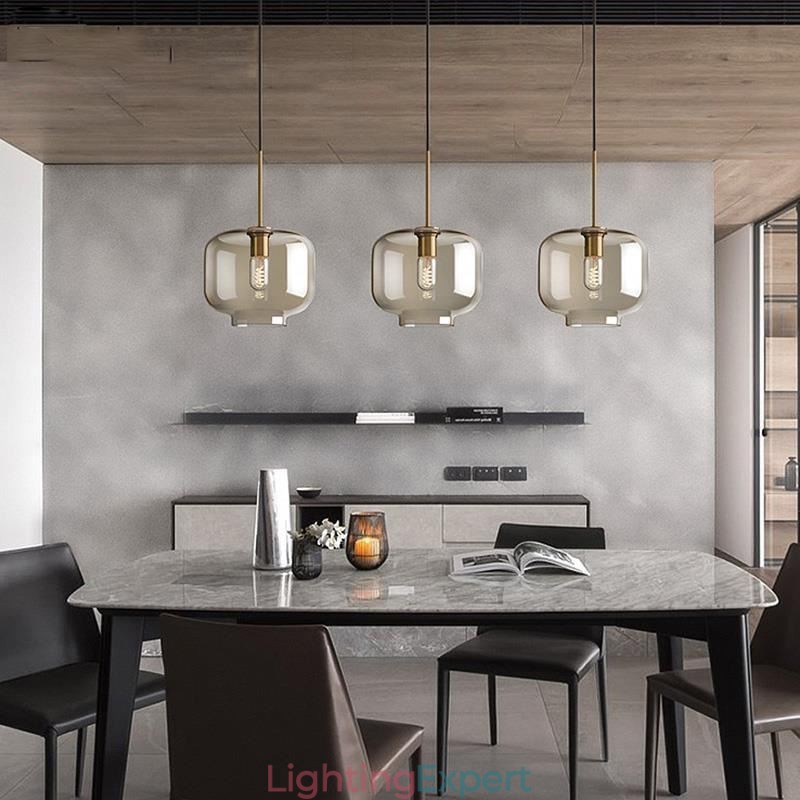 3 Light Glass Pendant Light Classic Cluster Hanging Lighting Fixture Café