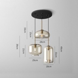 3 Light Glass Pendant Light Classic Cluster Hanging Lighting Fixture Café