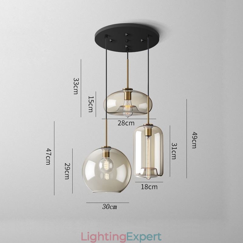 3 Light Glass Pendant Light Classic Cluster Hanging Lighting Fixture Café