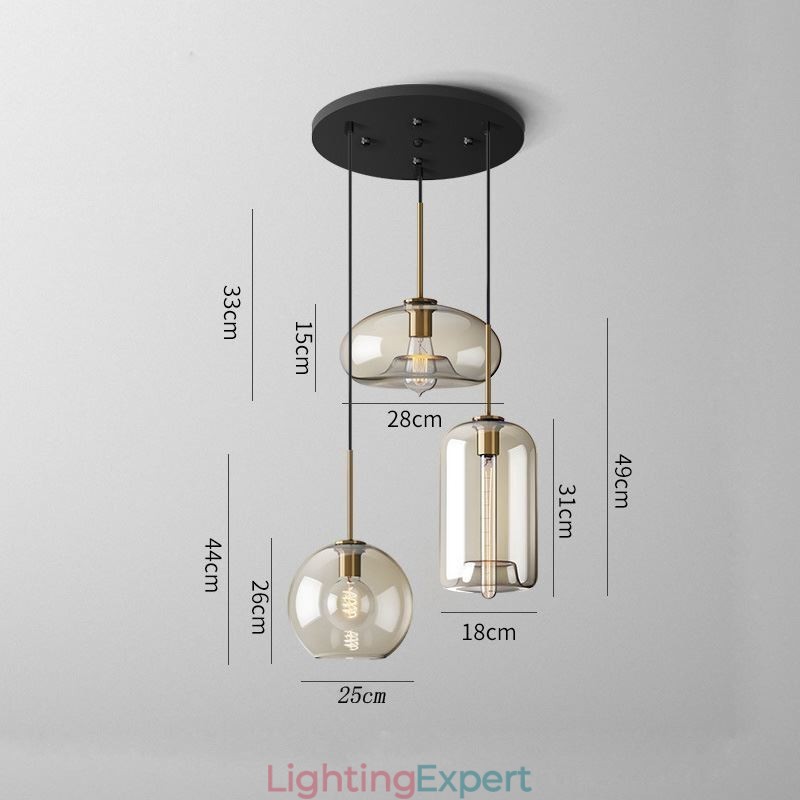 3 Light Glass Pendant Light Classic Cluster Hanging Lighting Fixture Café