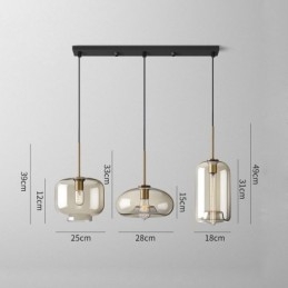 3 Light Glass Pendant Light Classic Cluster Hanging Lighting Fixture Café