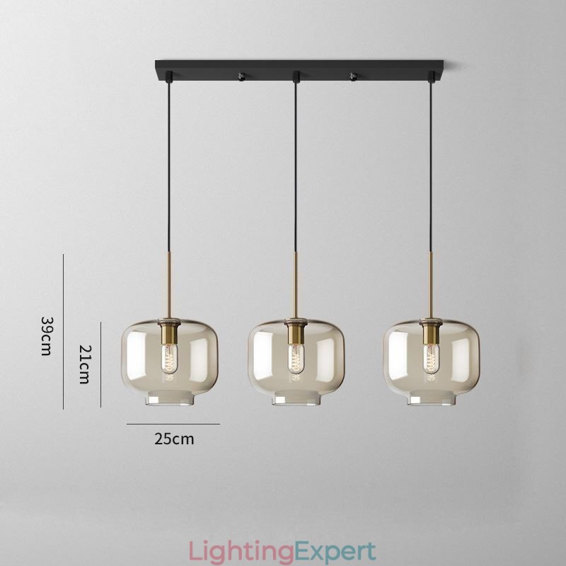 3 Light Glass Pendant Light Classic Cluster Hanging Lighting Fixture Café